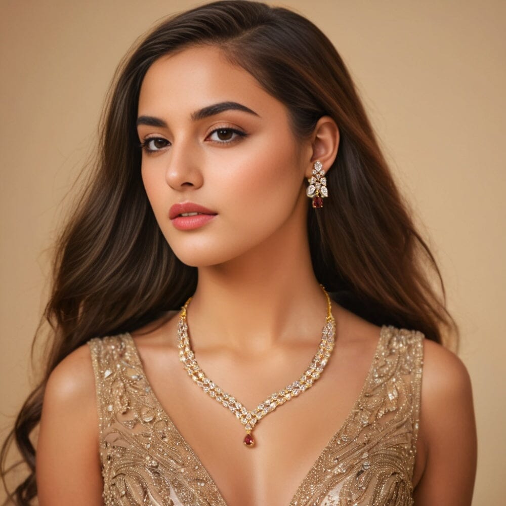 Sheen Necklace Set - Red - Glitterati Collection