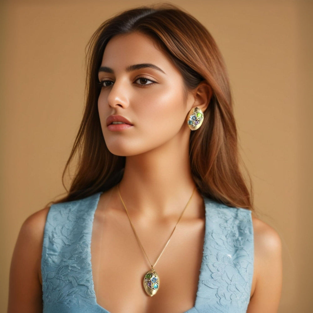 Shelly Floral Pendant Set - Blue