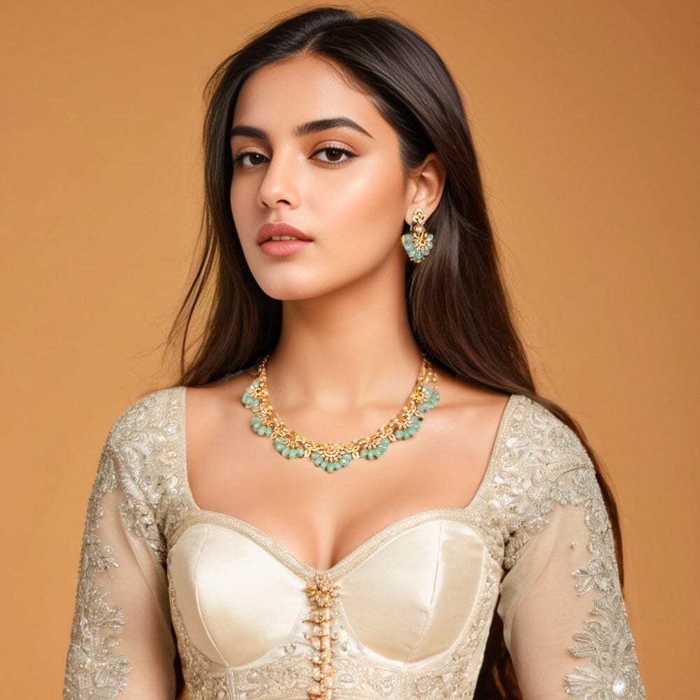 Sofia Necklace Set-Mint-Pratha Collection