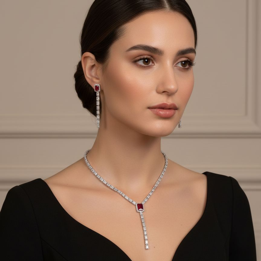 Stellar Ruby Glow Luxe Necklace Set