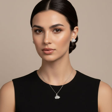 Swan Lake Pendant Set - Silver- Edgy Collection