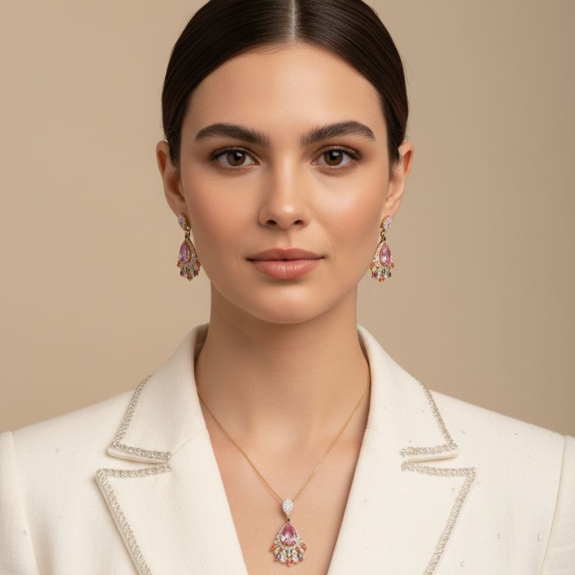 The Diva Drop Pendant Set-Glitterati Collection