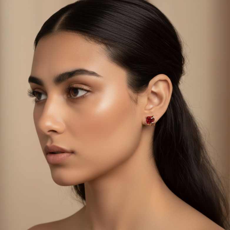 The Ruby Kiss Studs - Minima Collection