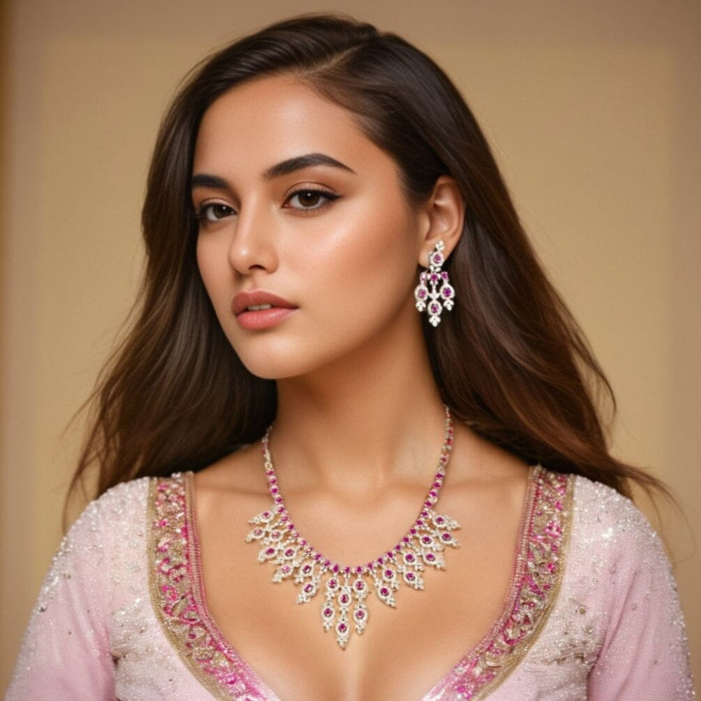 Trisha Necklace Set - Ruby - Glitterati Collection