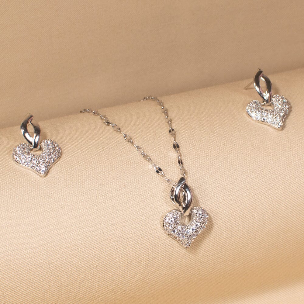 Twilight Heart Pendant Set - Silver- Edgy Collection
