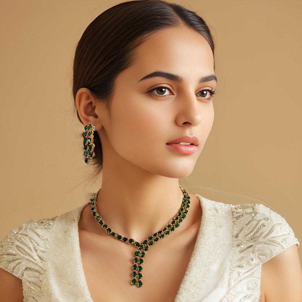 Vibrant Green Asymmetric Necklace Set