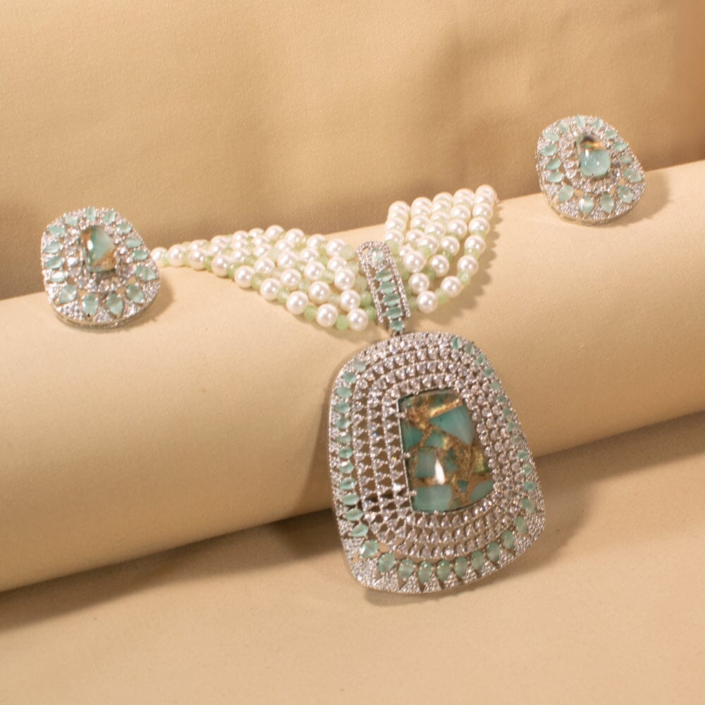 Zarin Premium Necklace Set - Mint