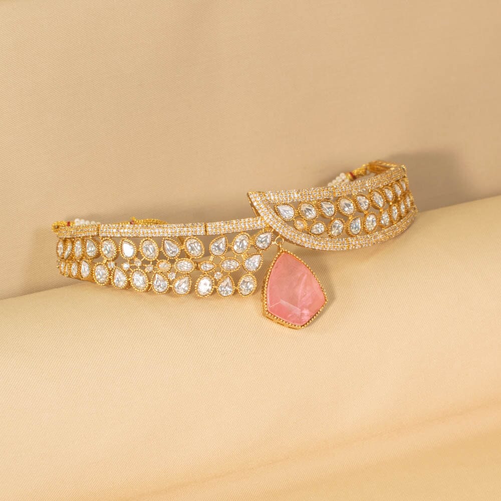 Zaruna Choker Set - Pink - Pratha Collection