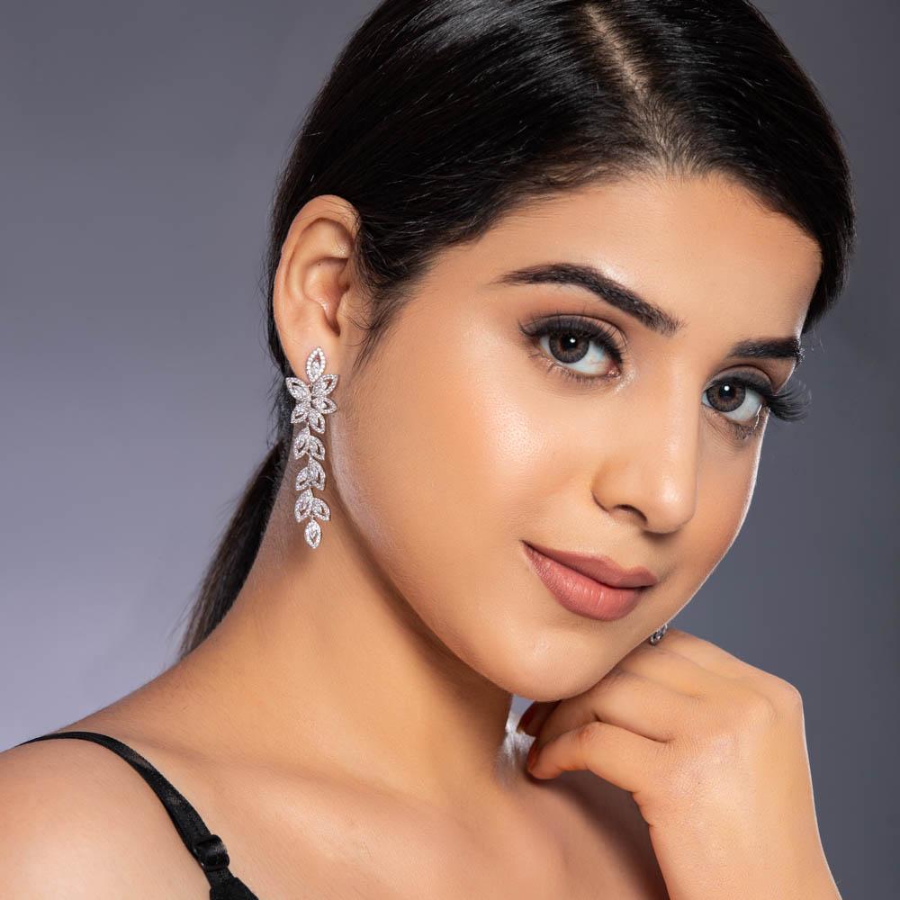Jeenal Crystal Long Earrings - Blingvine Jewellery