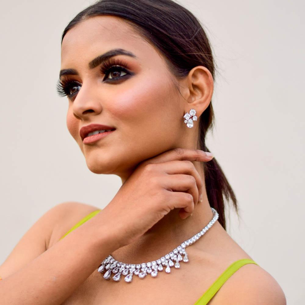 Maharani American Diamond Necklace Set - Blingvine