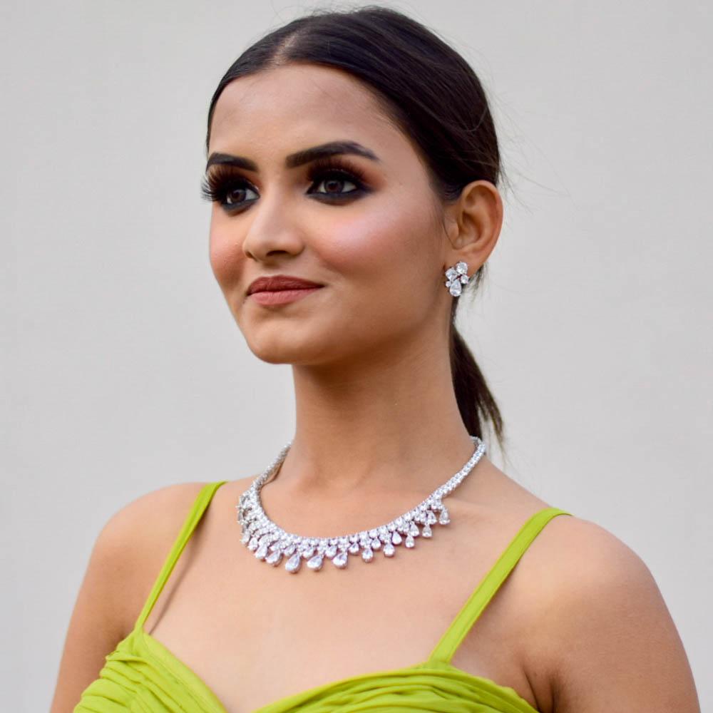 Maharani American Diamond Necklace Set - Blingvine