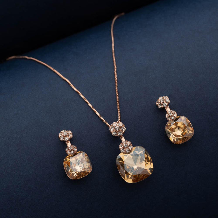 Mehreen Crystal Pendant Necklace Set