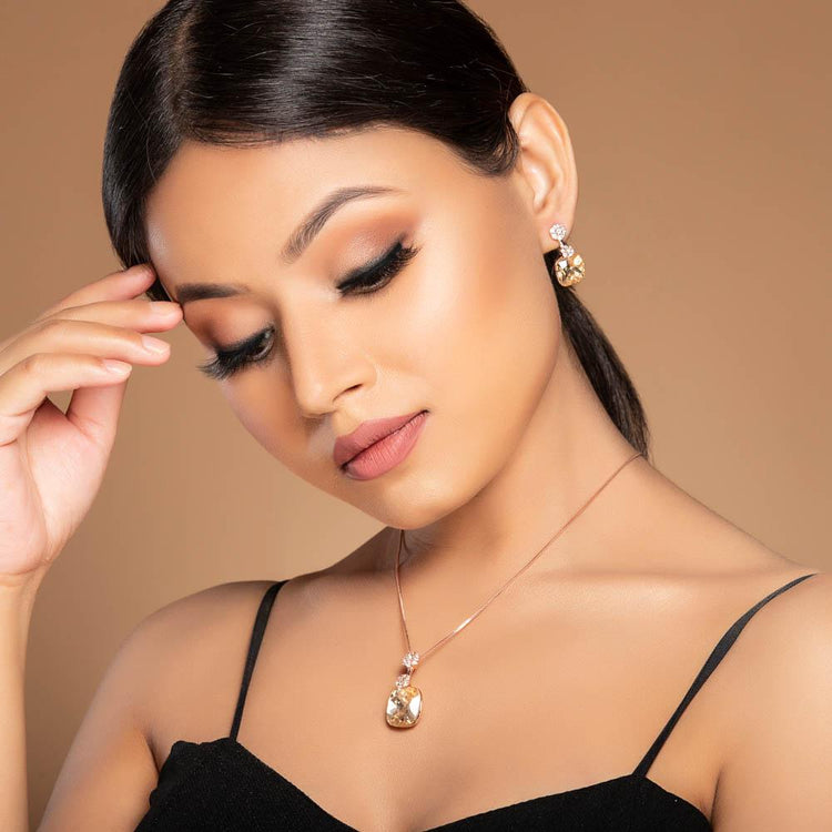 Mehreen Crystal Pendant Necklace Set