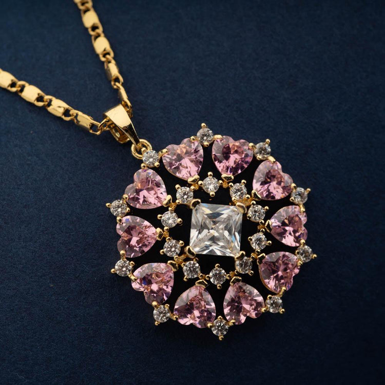 Pink Vibes Crystal Pendant Set - Blingvine Jewellery