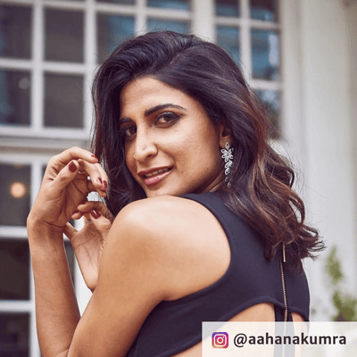 Aahana Kumra wearing Jeenal Earrings from Blingvine