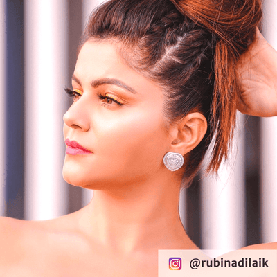 Rubina Dilaik wearing Heartthrob Stud Earrings from Blingvine