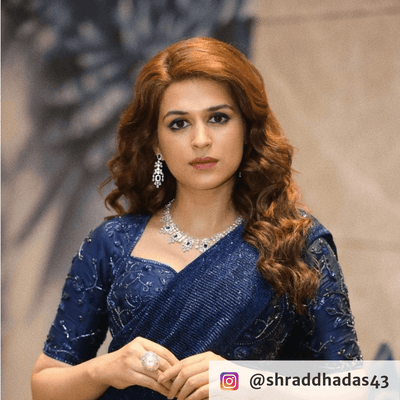 Shraddha Das wearing Mallika Luxury Necklace Set from Blingvine