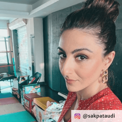 Soha Ali Khan wearing Golden Era Earrings from Blingvine