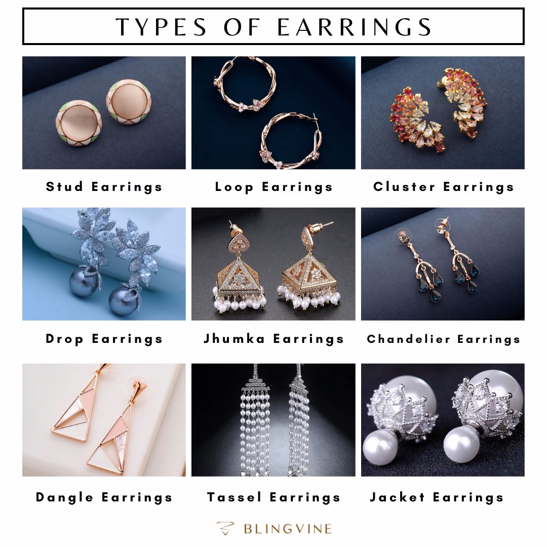 9 Types Of Earrings Designs For Women - Blingvine