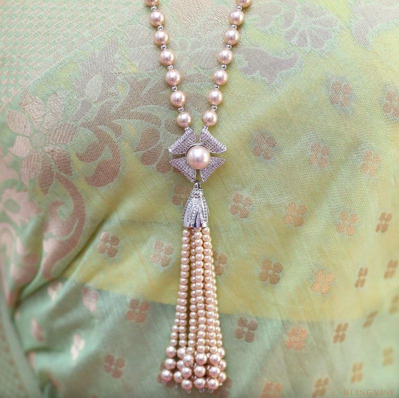 NOORI || White Long Pearl Necklace/Haar Only – Jewellery By Alirah