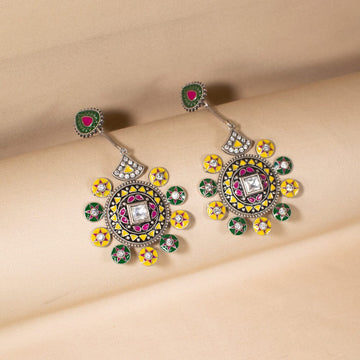 The Ethnic Harmony Earrings - Yellow