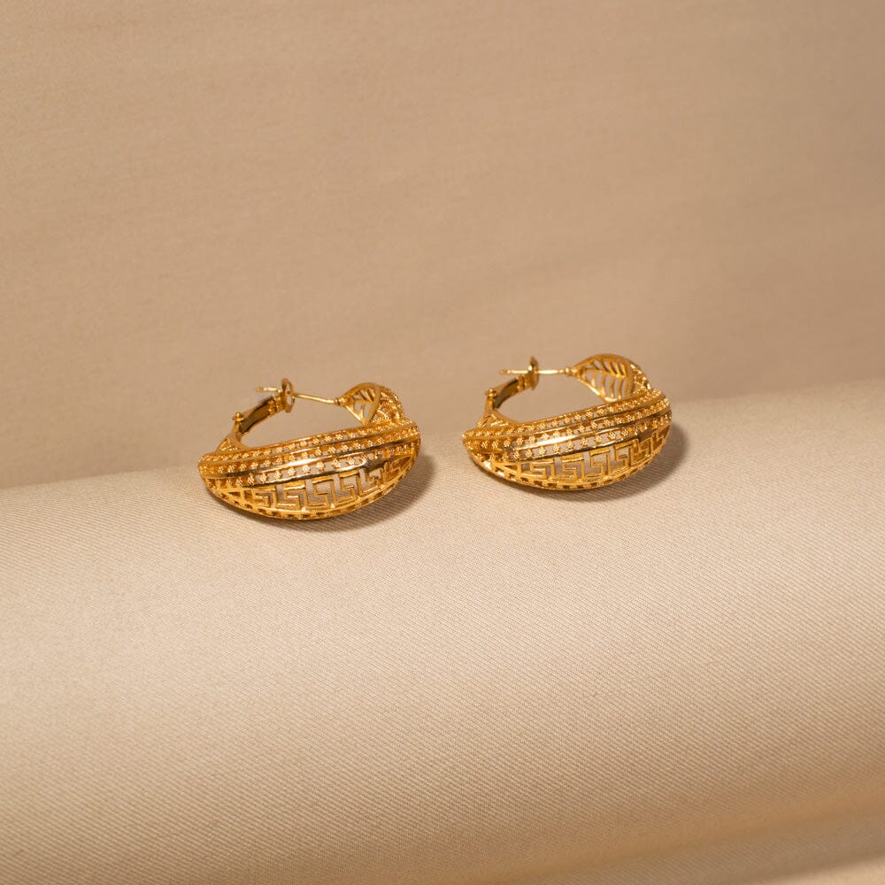 Honeycombed Gold Earrings - Alankar Collection