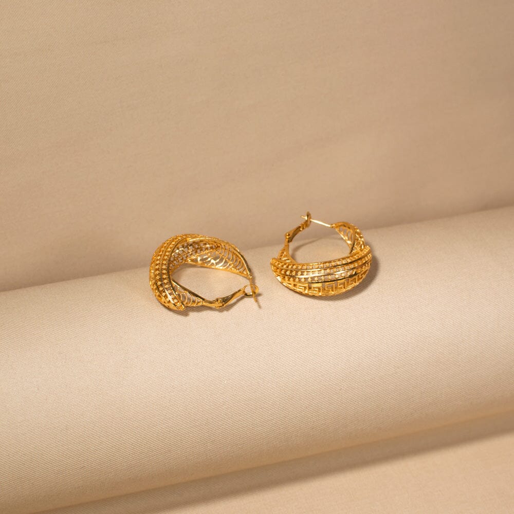 Honeycombed Gold Earrings - Alankar Collection