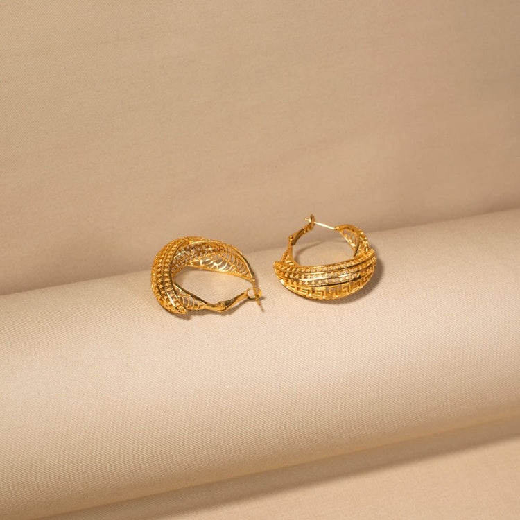 Honeycombed Gold Earrings - Alankar Collection