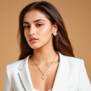 Rosy Clover Pendant Set - Glitterati Collection