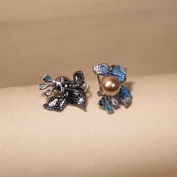 Blue Peacock Pearl Earrings