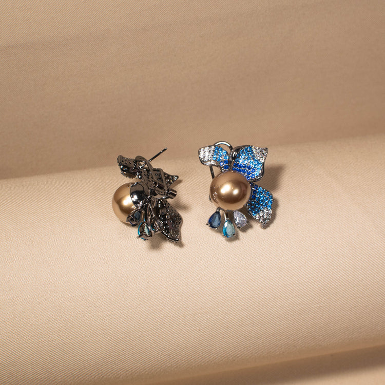 Blue Peacock Pearl Earrings