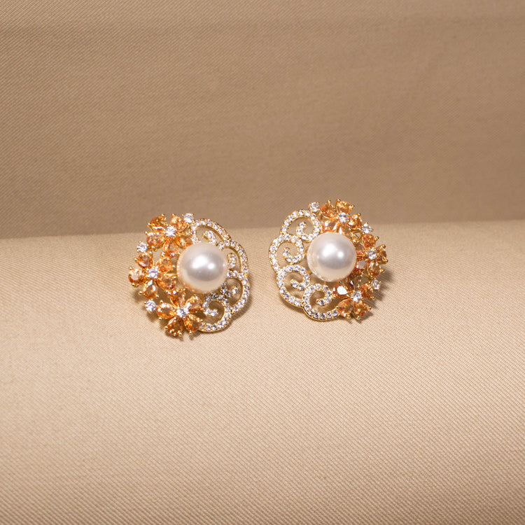 Regal Iris Swirl Studs - Golden
