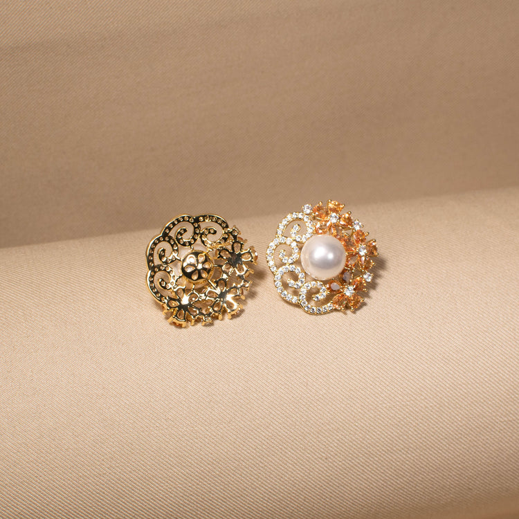 Regal Iris Swirl Studs - Golden