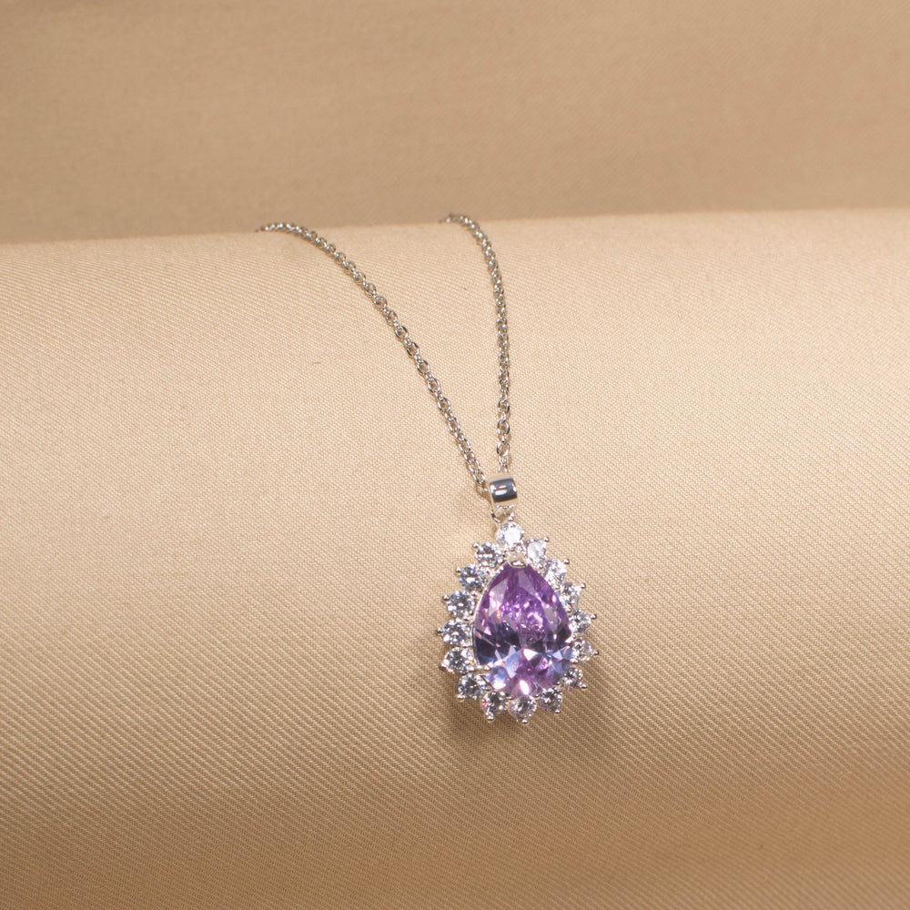 Classic Teardrop Elegance Pendant Set - Purple