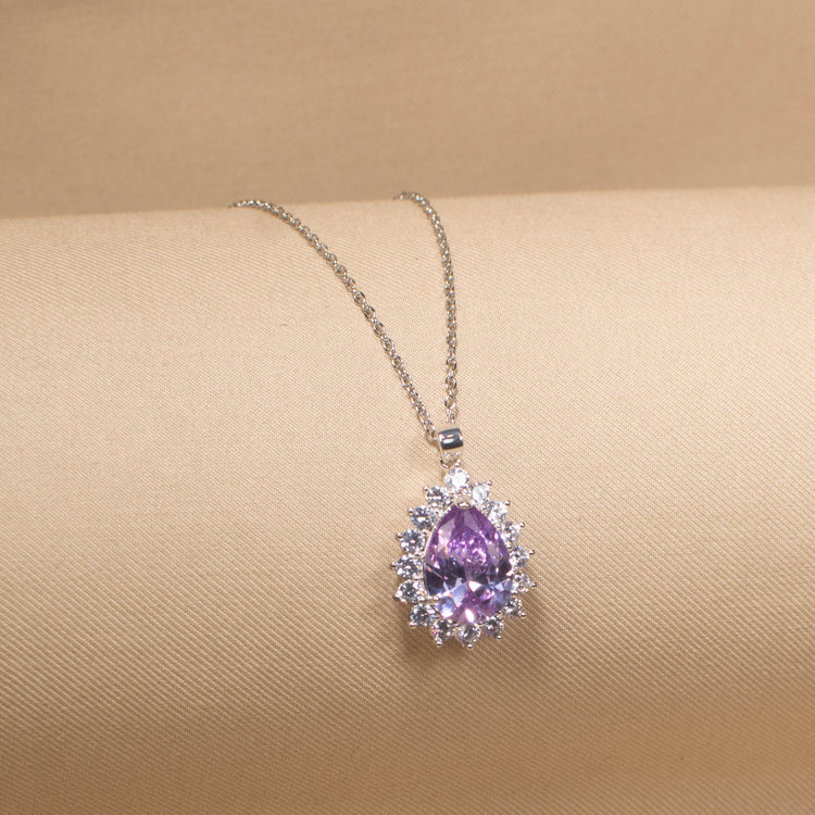 Classic Teardrop Elegance Pendant Set - Purple