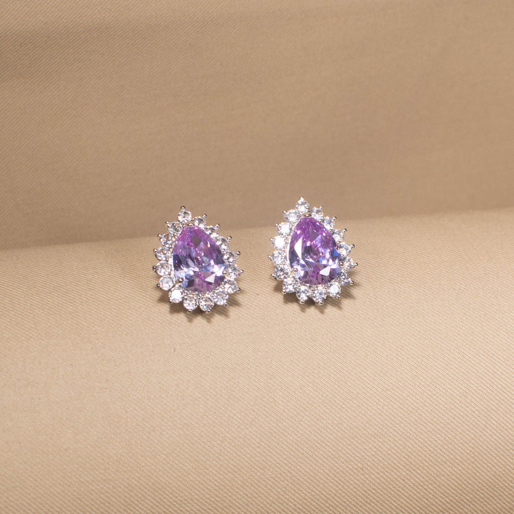 Classic Teardrop Elegance Pendant Set - Purple
