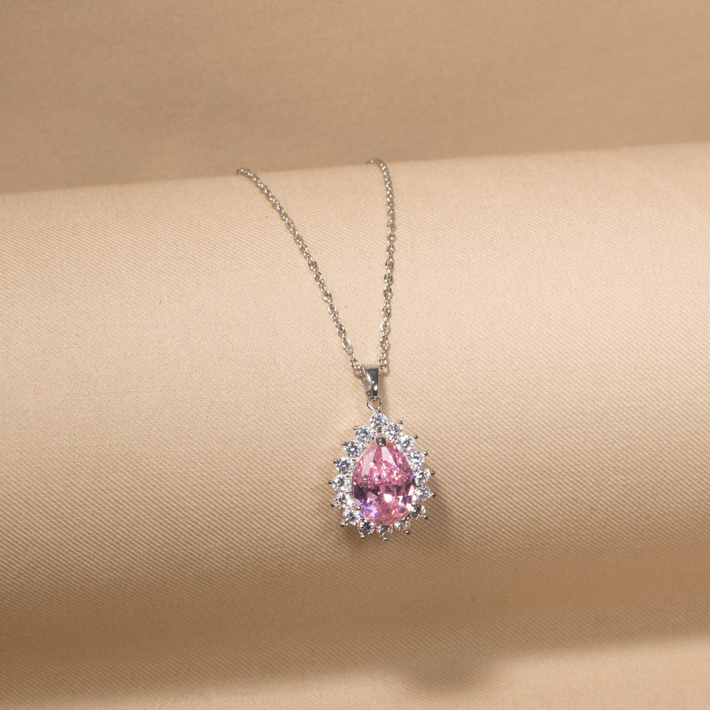 Classic Teardrop Elegance Pendant Set - Pink