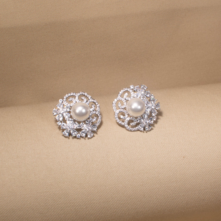 Regal Iris Swirl Studs - Silver