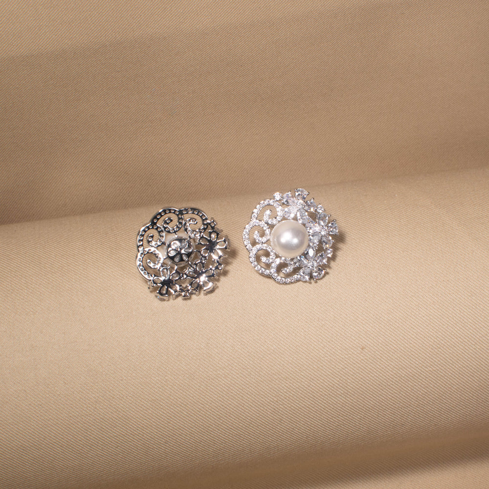 Regal Iris Swirl Studs - Silver