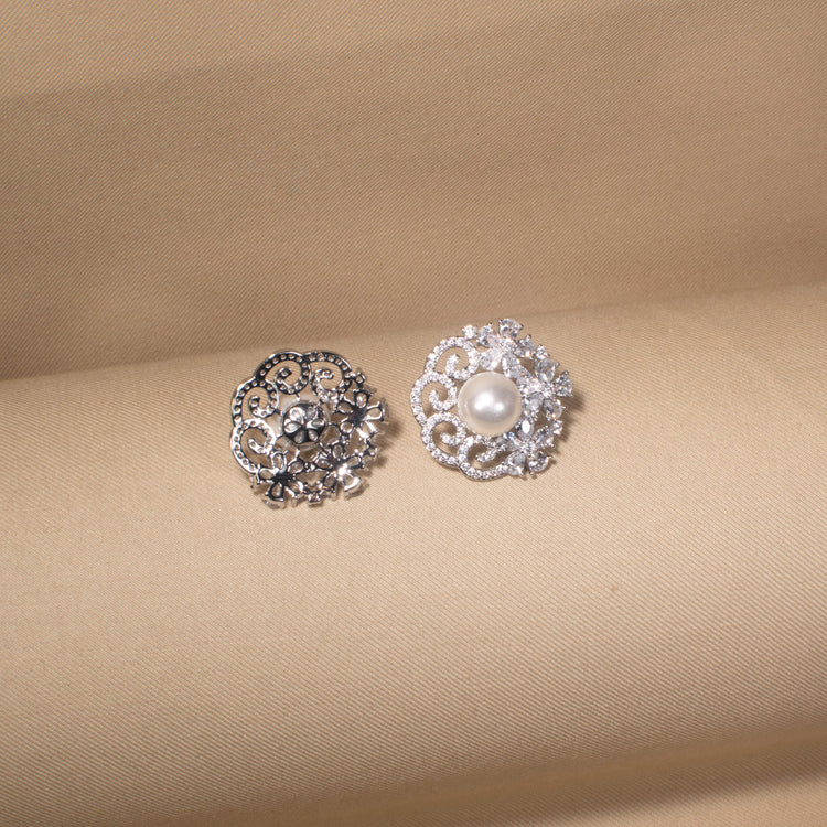 Regal Iris Swirl Studs - Silver
