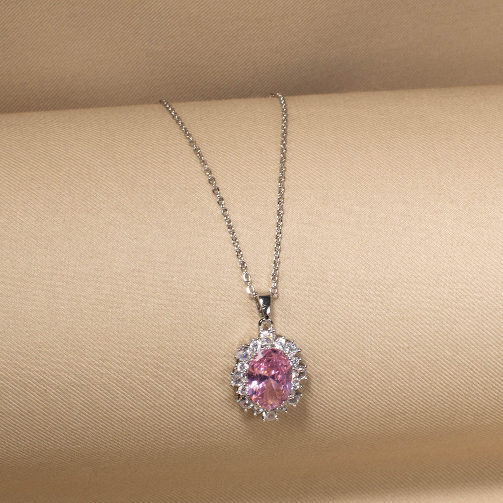 Pink Princess Halo Pendant Set