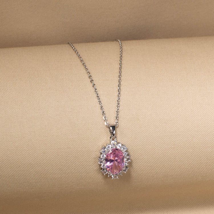 Pink Princess Halo Pendant Set