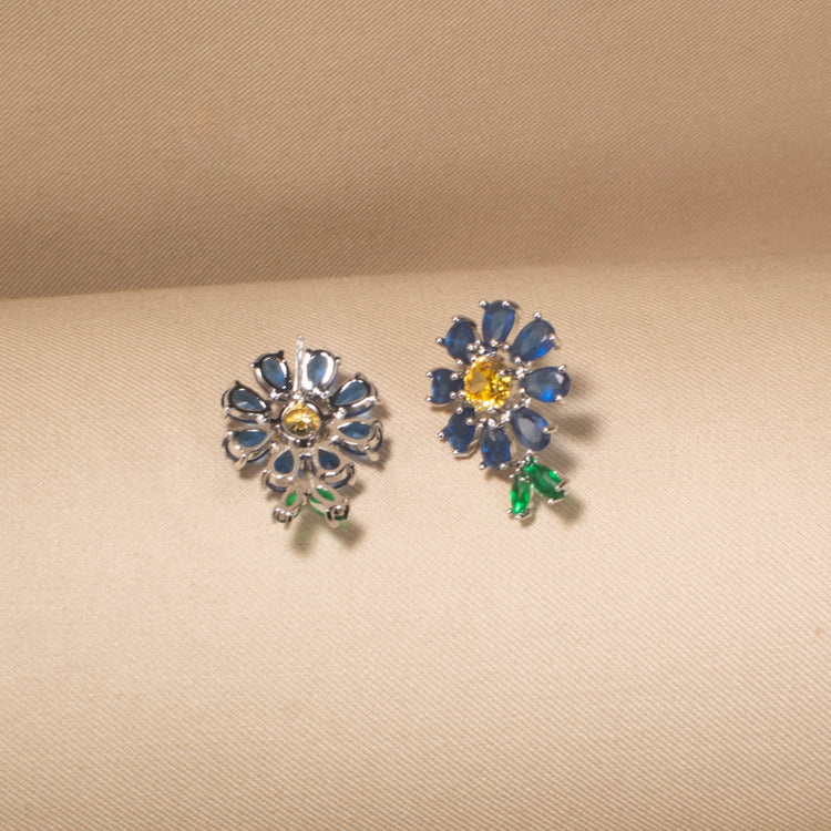 Sunny Sapphire Daisy Studs