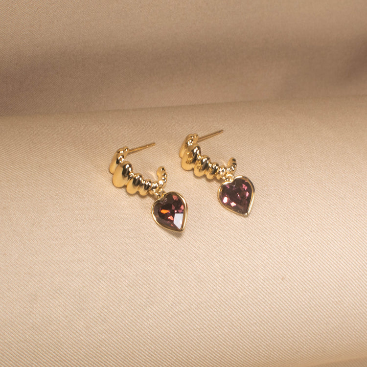 Velvet Heart Huggie Earrings