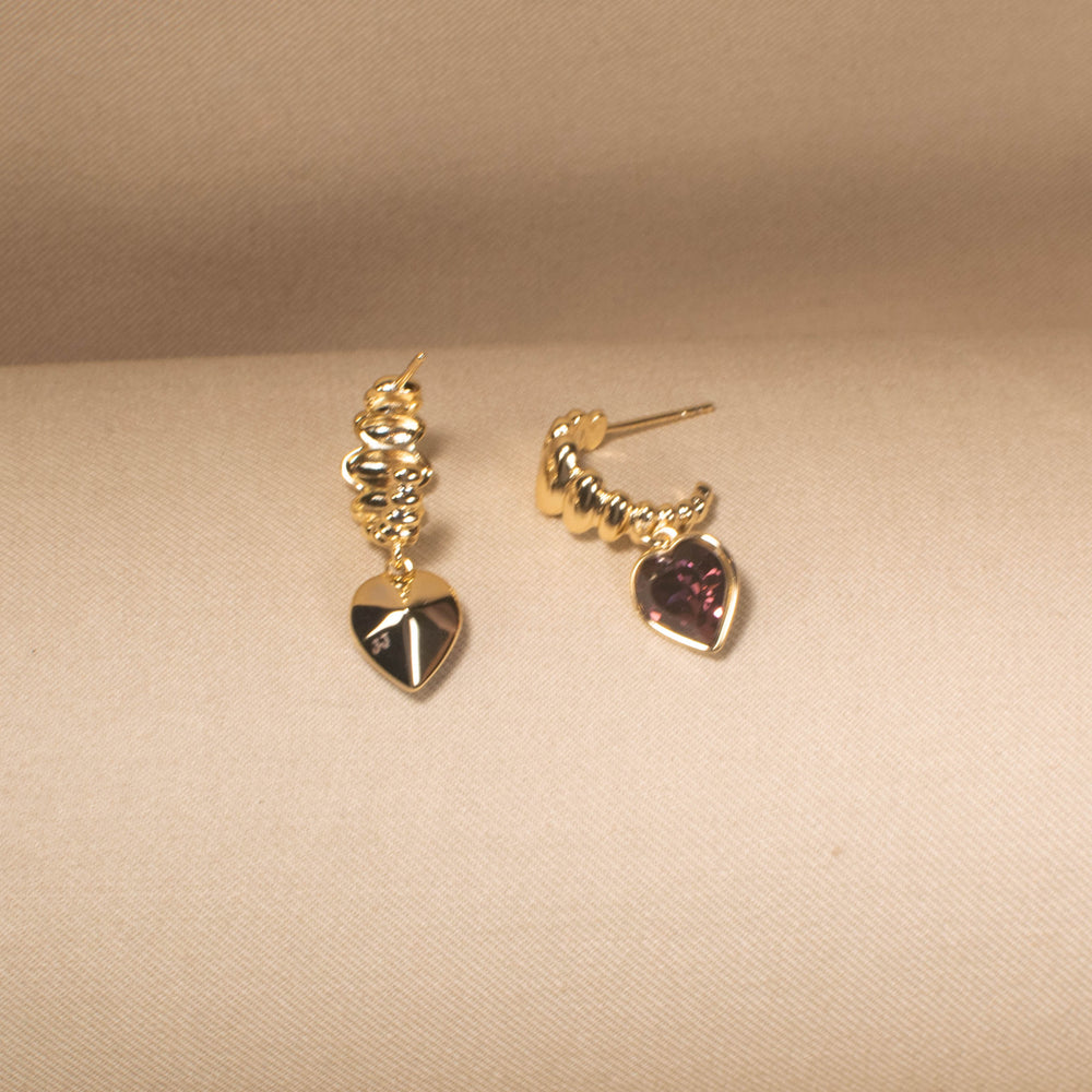 Velvet Heart Huggie Earrings