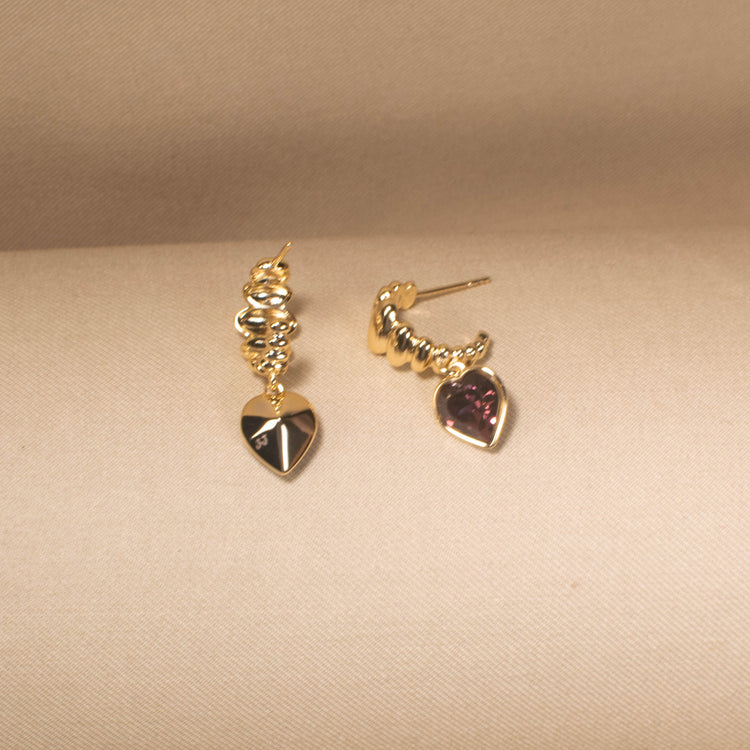 Velvet Heart Huggie Earrings