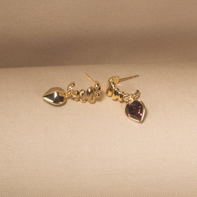 Velvet Heart Huggie Earrings