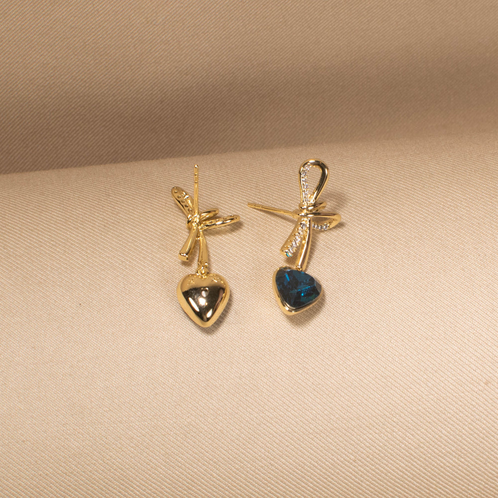 Ocean Bow Heart Earrings