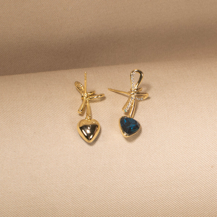 Ocean Bow Heart Earrings