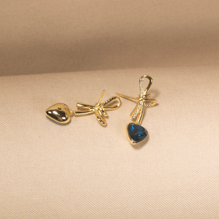 Ocean Bow Heart Earrings